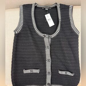 Ann Taylor new sweater vest black and white button vest XS